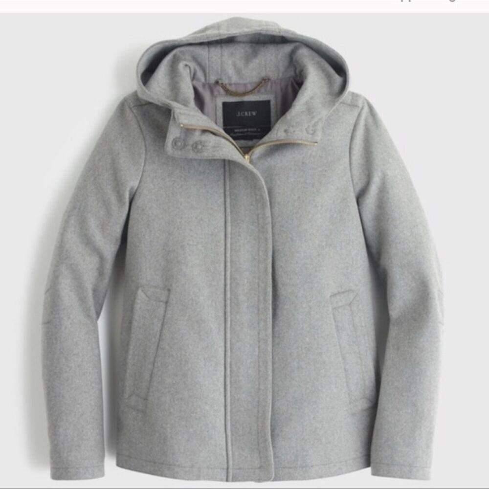 J. Crew Wool Melton Hooded Bib Jacket Size Petit 00 NWT